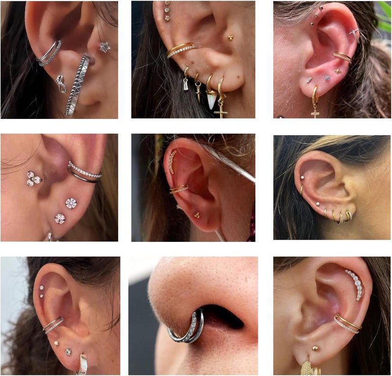 TOMIDES 16G Titanium Cartilage Earring Hoop for Conch Helix Tragus 8mm 10mm 12mm Hypoallergenic Hinged Clicker Nose Rings Septum Piercing Jewelry for Women Men - Image 5
